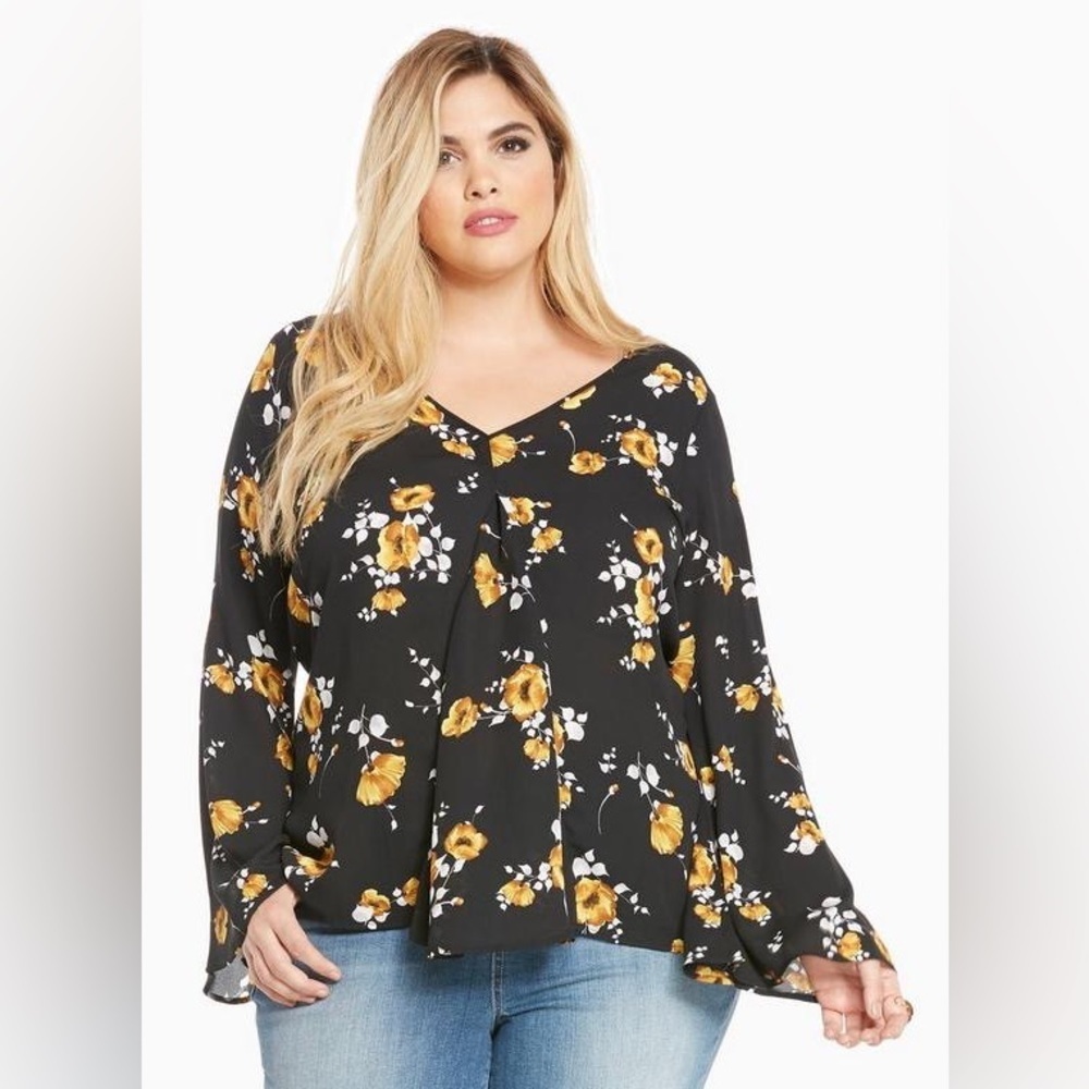 Torrid Floral Print V-Neck Georgette Blouse 5
